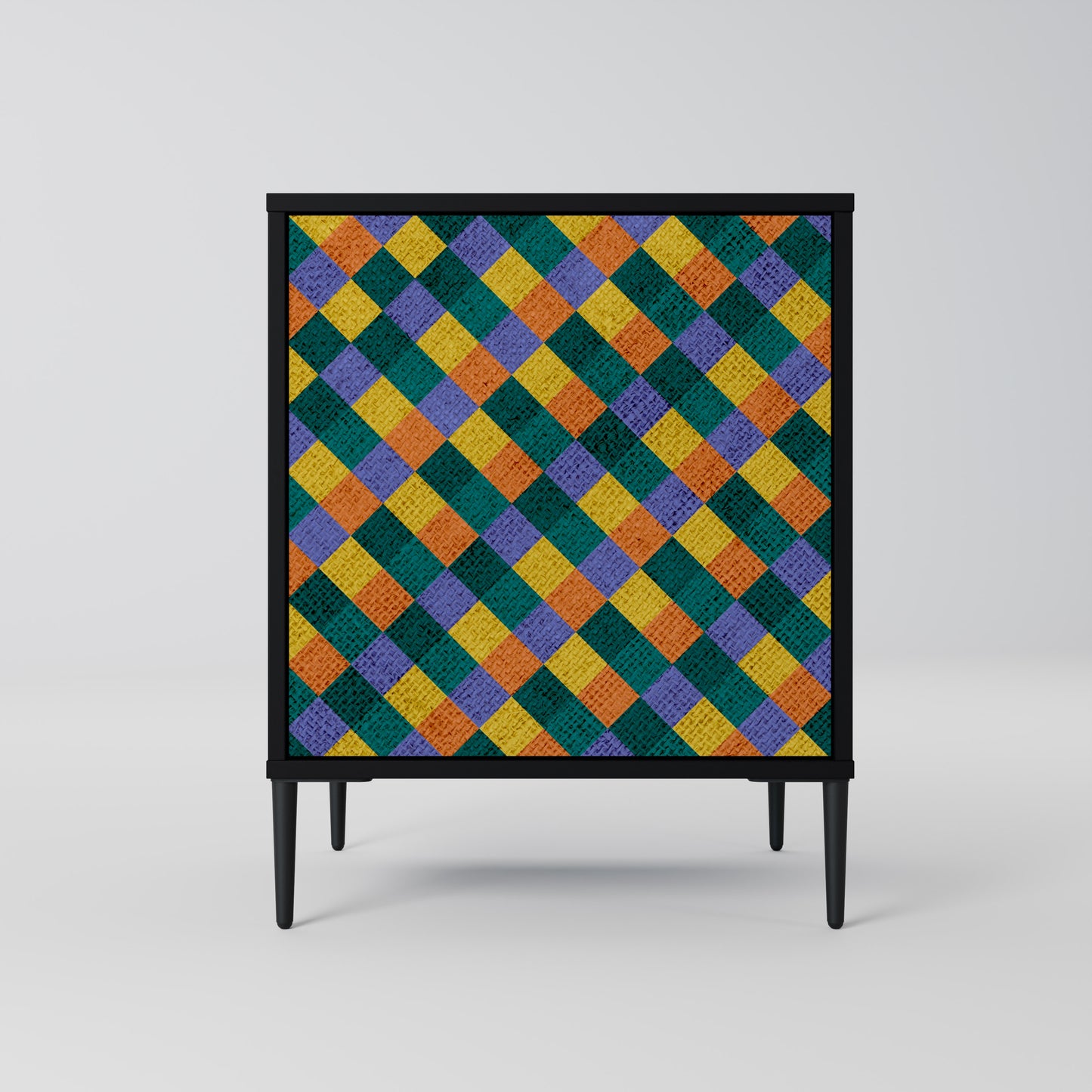 Credenza a 1 anta PAINTED SQUARES MIX con finitura nera