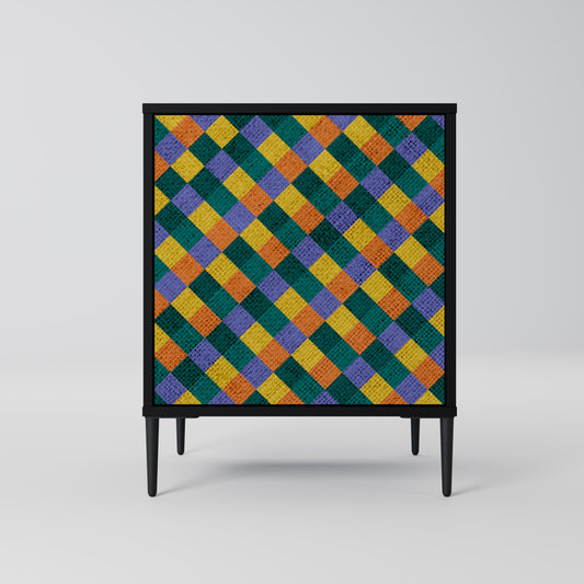 Credenza a 1 anta PAINTED SQUARES MIX con finitura nera
