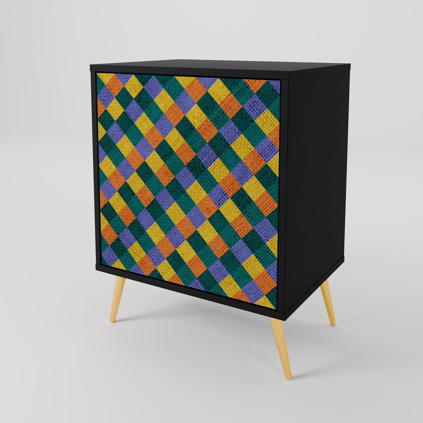 Credenza a 1 anta PAINTED SQUARES MIX con finitura nera
