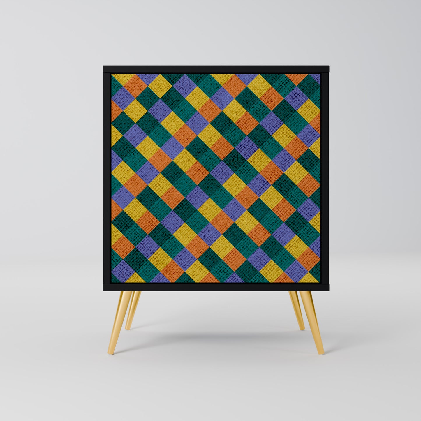 Credenza a 1 anta PAINTED SQUARES MIX con finitura nera