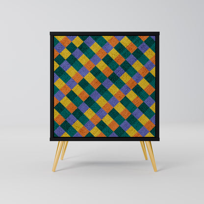 Credenza a 1 anta PAINTED SQUARES MIX con finitura nera