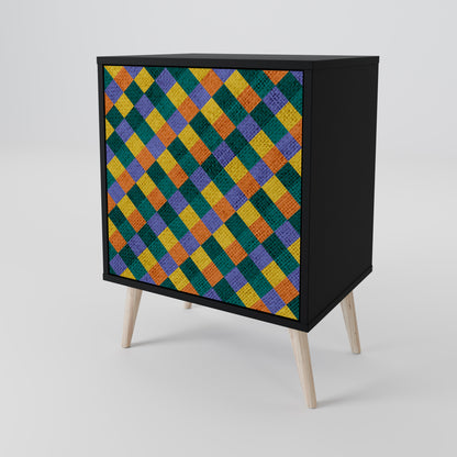 Credenza a 1 anta PAINTED SQUARES MIX con finitura nera