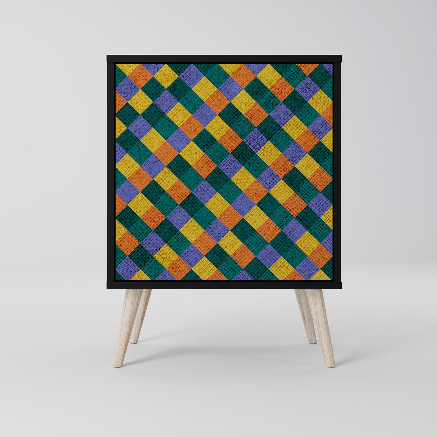 Credenza a 1 anta PAINTED SQUARES MIX con finitura nera