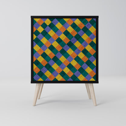 Credenza a 1 anta PAINTED SQUARES MIX con finitura nera