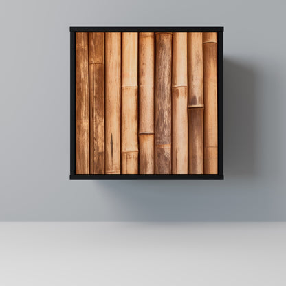 Credenza in legno naturale a 1 anta con finitura nera