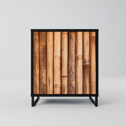 NATURAL WOOD 1-Door Sideboard in Black Finish