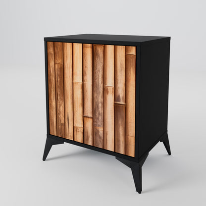 NATURAL WOOD 1-Door Sideboard in Black Finish