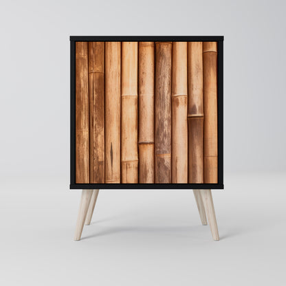 NATURAL WOOD 1-Door Sideboard in Black Finish