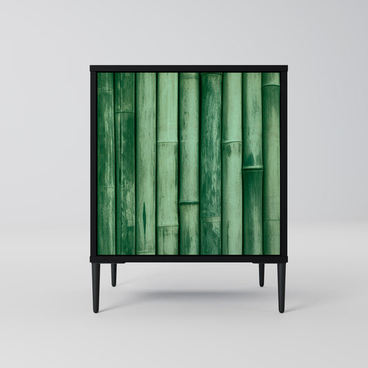 Credenza a 1 anta NATURAL GREEN con finitura nera