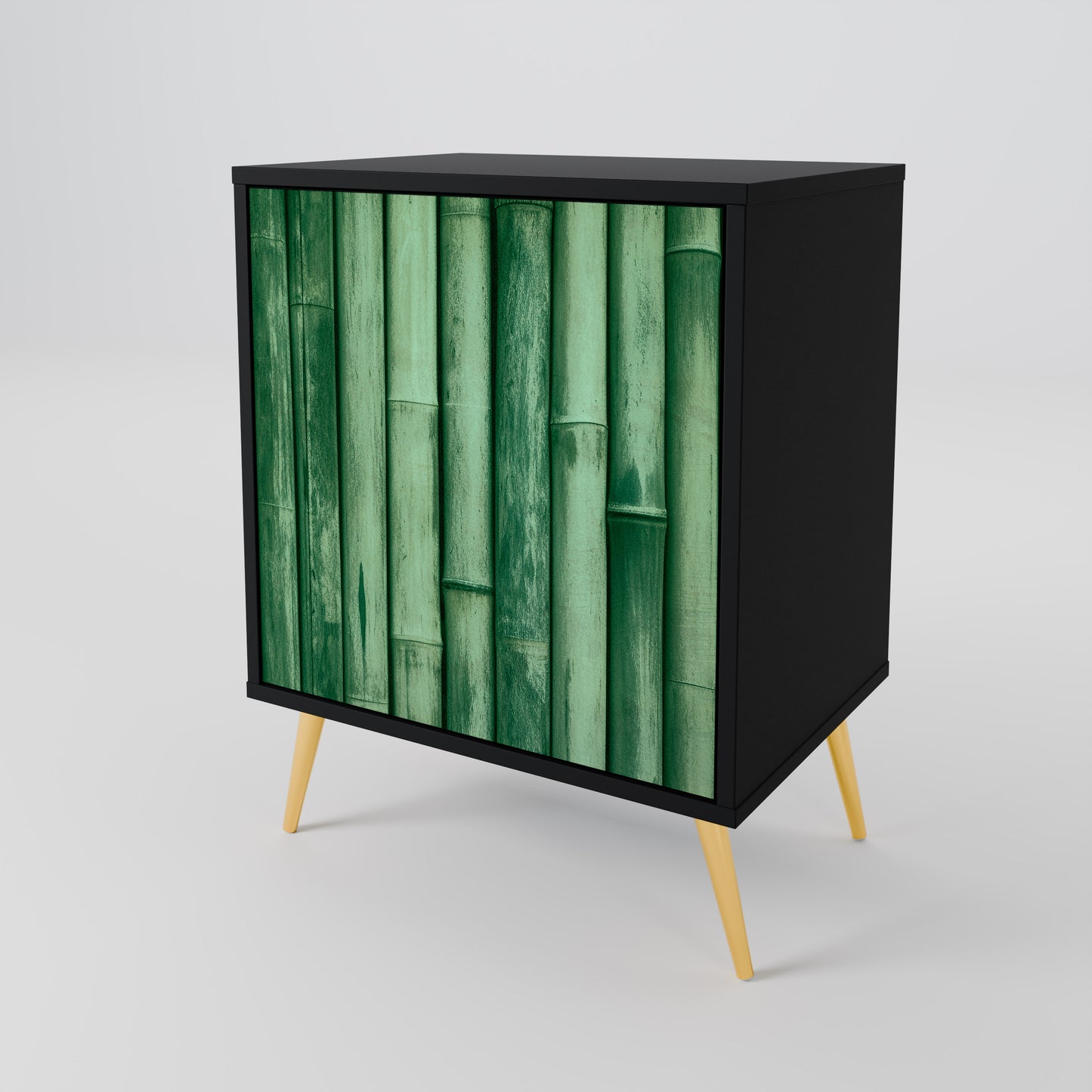 Credenza a 1 anta NATURAL GREEN con finitura nera