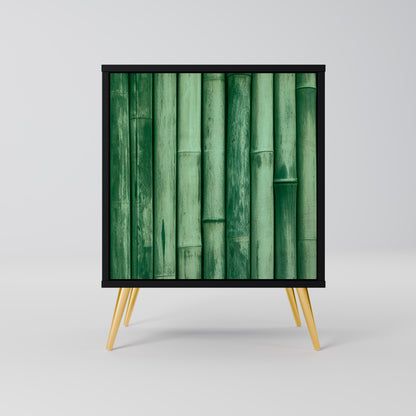 Credenza a 1 anta NATURAL GREEN con finitura nera