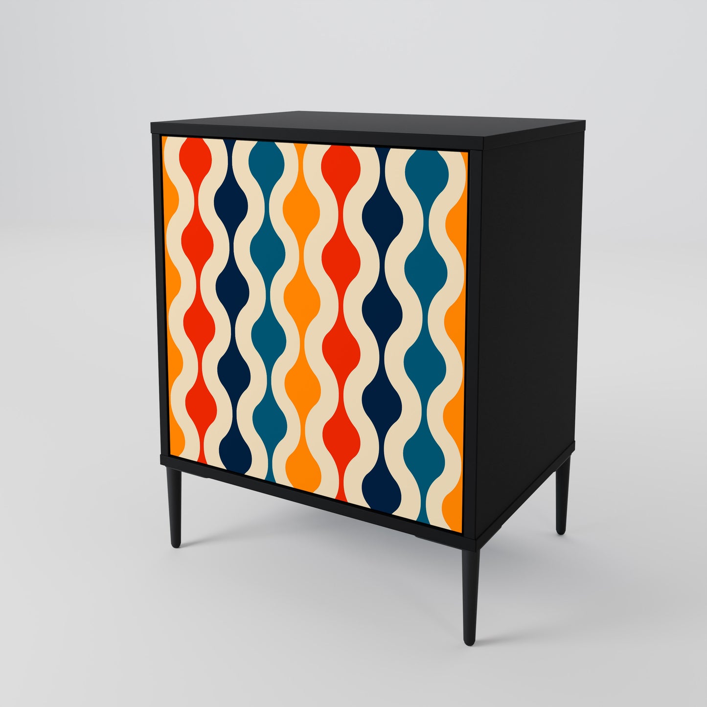 COLORFUL NOSTALGIA 1-Door Sideboard in Black Finish