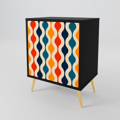 COLORFUL NOSTALGIA 1-Door Sideboard in Black Finish