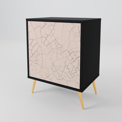 CERAMIC TEXTURE 1-Door Sideboard in Black Finish