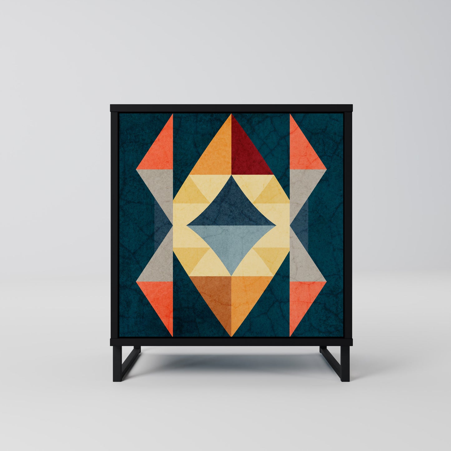 CRACKED ILLUSION 1-Door Sideboard in Black Finish