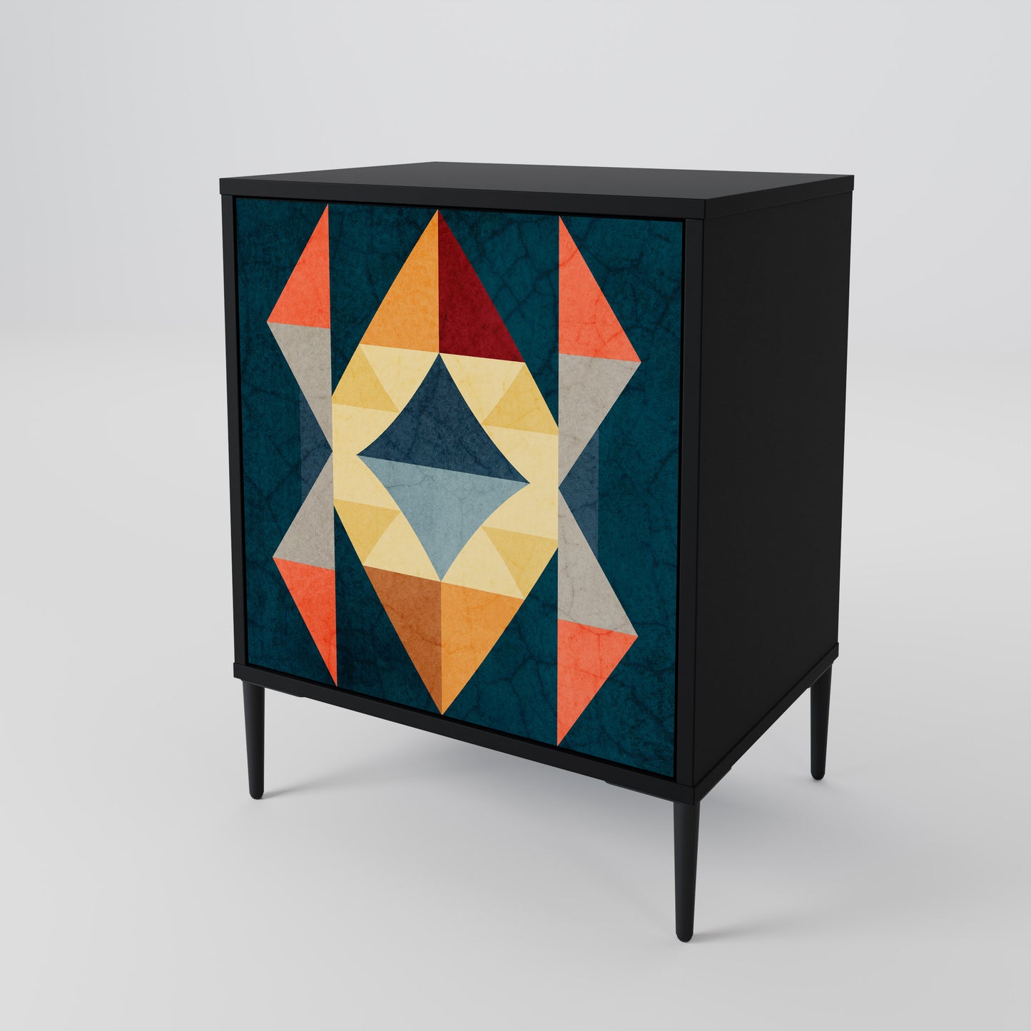 CRACKED ILLUSION 1-Door Sideboard in Black Finish