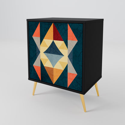 CRACKED ILLUSION 1-Door Sideboard in Black Finish