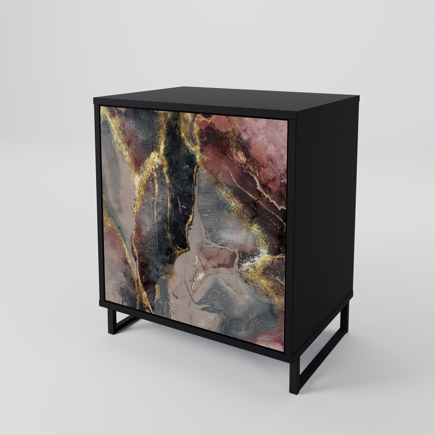 GOLDEN TIDES 1-Door Sideboard in Black Finish