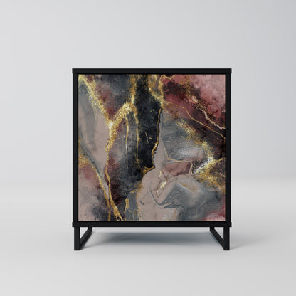 GOLDEN TIDES 1-Door Sideboard in Black Finish