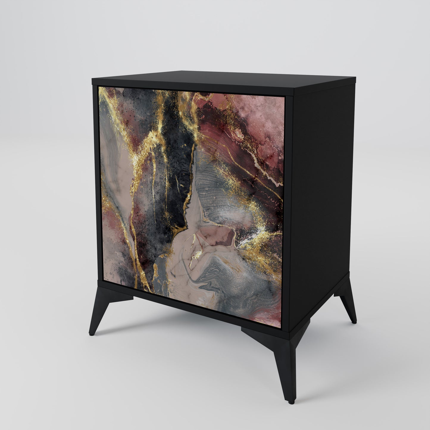 GOLDEN TIDES 1-Door Sideboard in Black Finish