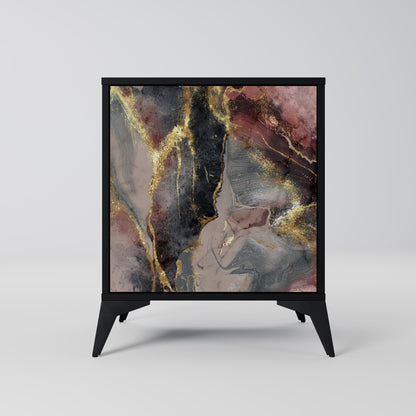 GOLDEN TIDES 1-Door Sideboard in Black Finish