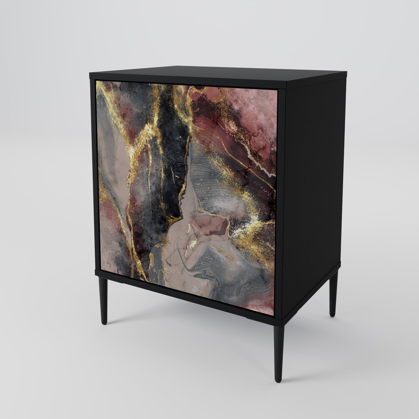 GOLDEN TIDES 1-Door Sideboard in Black Finish