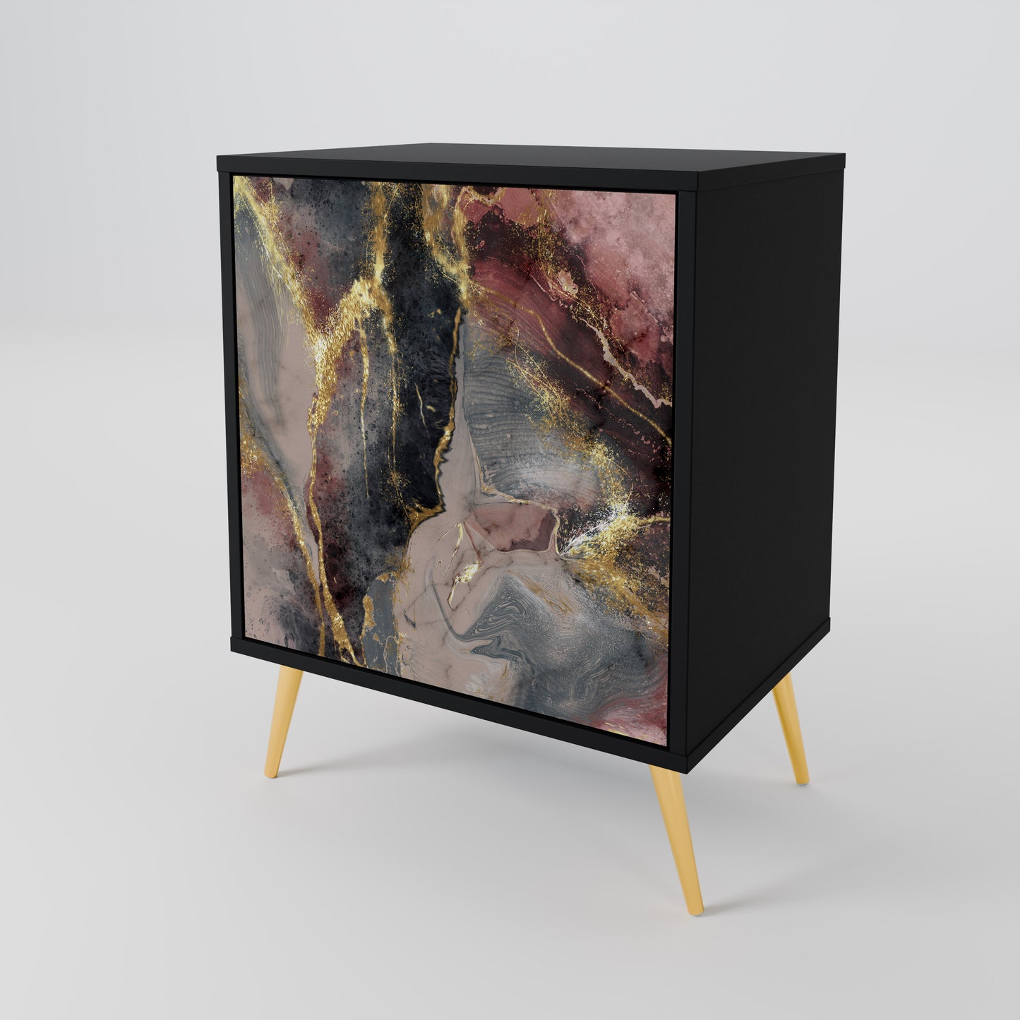 GOLDEN TIDES 1-Door Sideboard in Black Finish