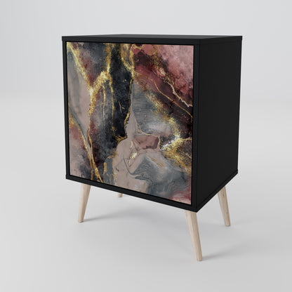 GOLDEN TIDES 1-Door Sideboard in Black Finish