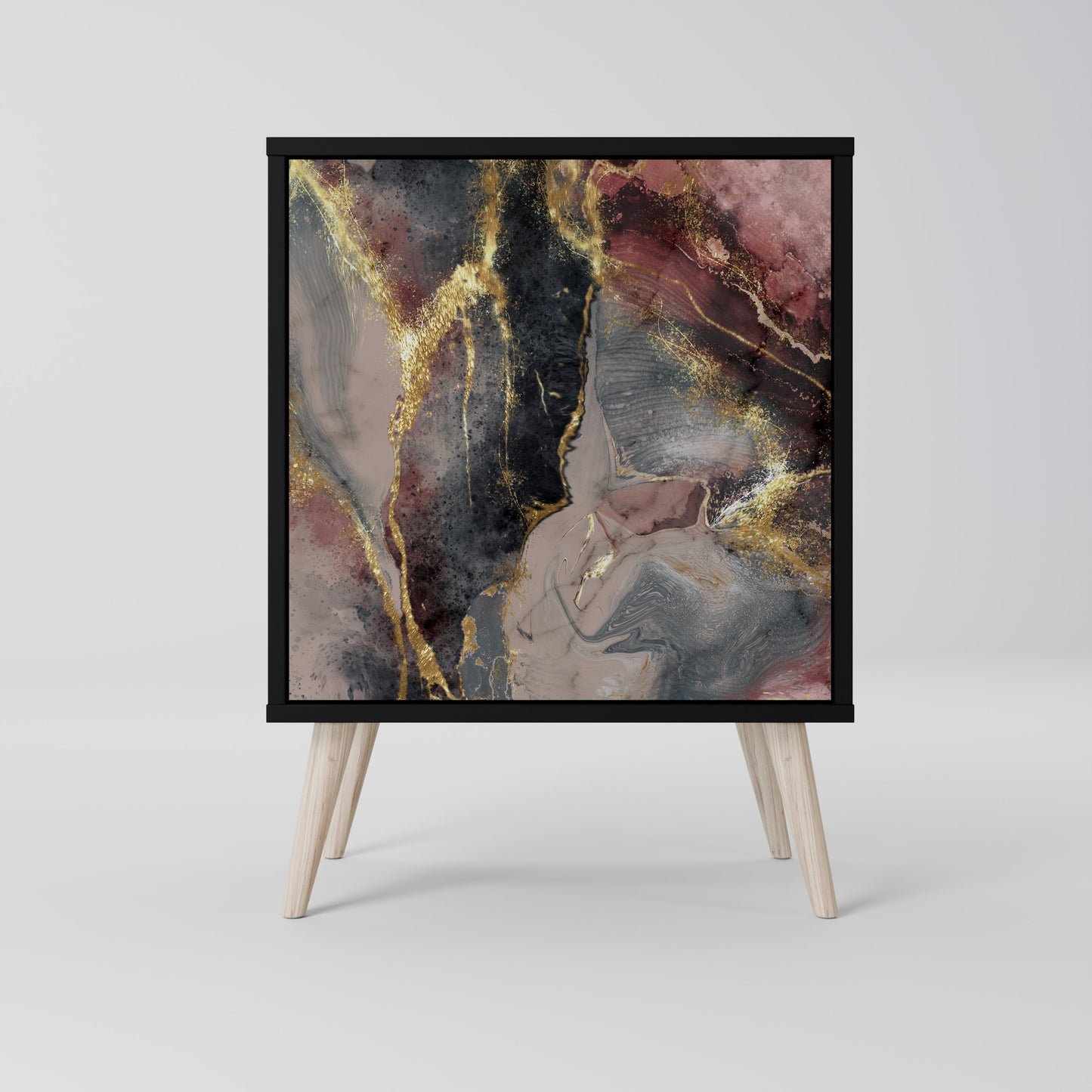 GOLDEN TIDES 1-Door Sideboard in Black Finish