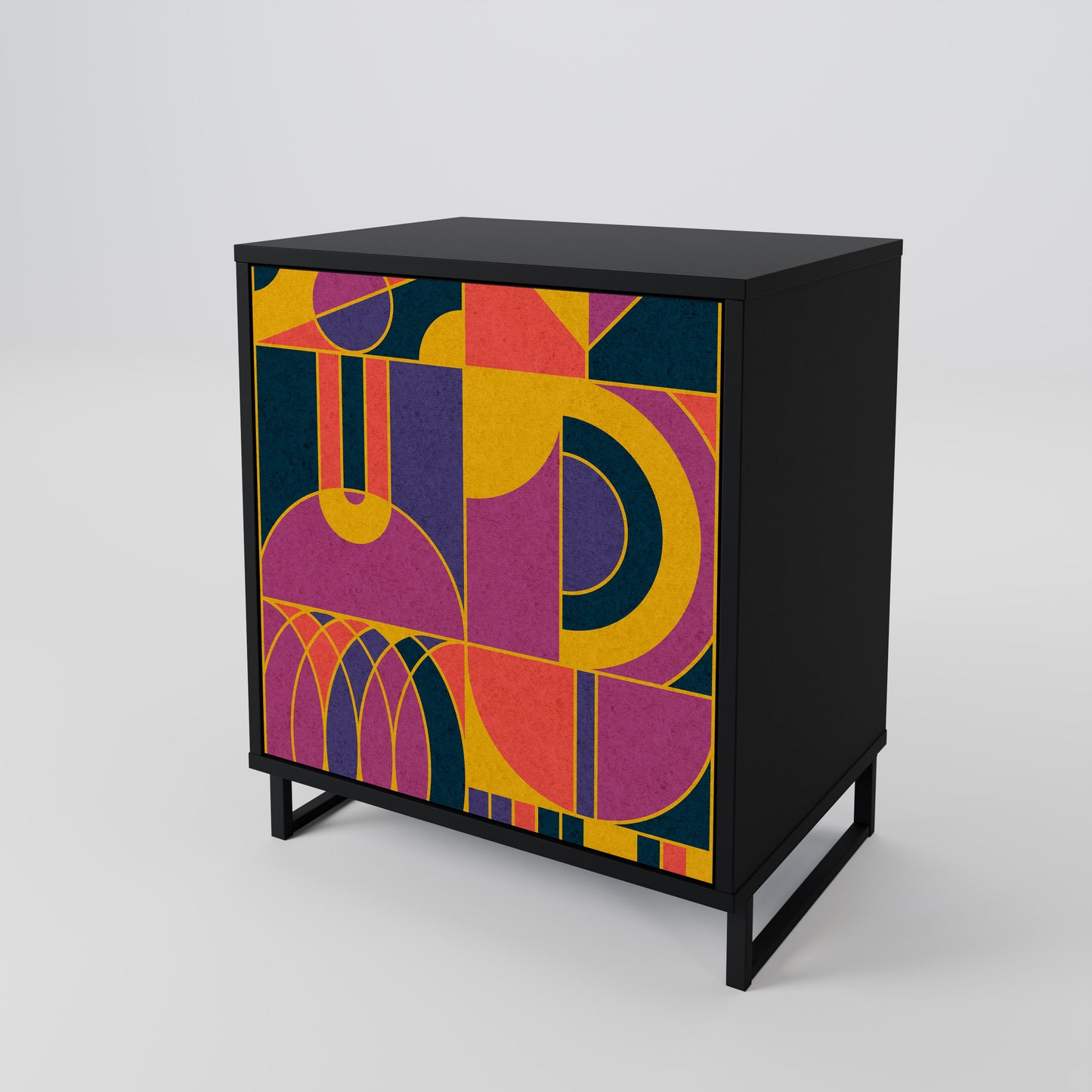 ELECTRIC PATTERNS 1-Door Sideboard in Black Finish