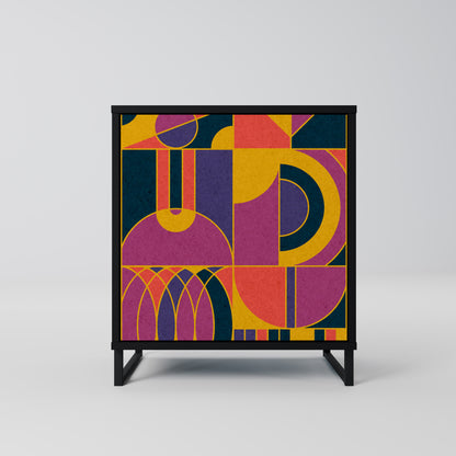 ELECTRIC PATTERNS 1-Door Sideboard in Black Finish