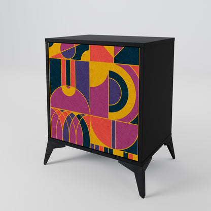 ELECTRIC PATTERNS 1-Door Sideboard in Black Finish