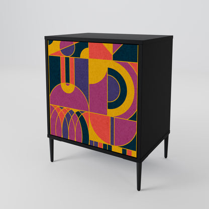 ELECTRIC PATTERNS 1-Door Sideboard in Black Finish