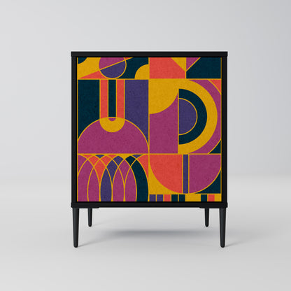 ELECTRIC PATTERNS 1-Door Sideboard in Black Finish