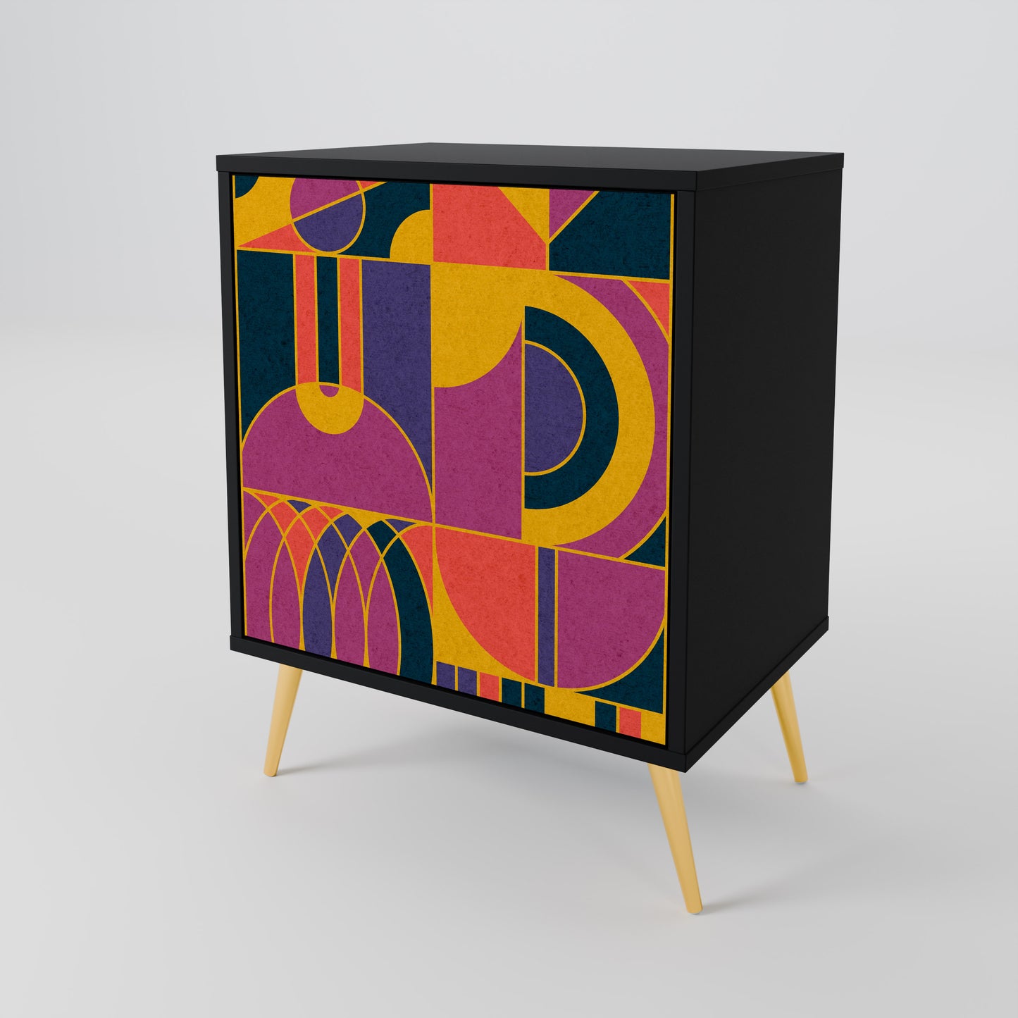 ELECTRIC PATTERNS 1-Door Sideboard in Black Finish