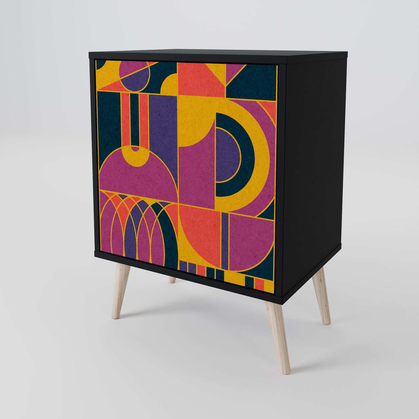 ELECTRIC PATTERNS 1-Door Sideboard in Black Finish