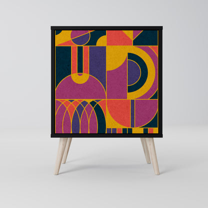 ELECTRIC PATTERNS 1-Door Sideboard in Black Finish