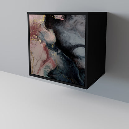 GILDED SWIRLS 1-Door Sideboard in Black Finish