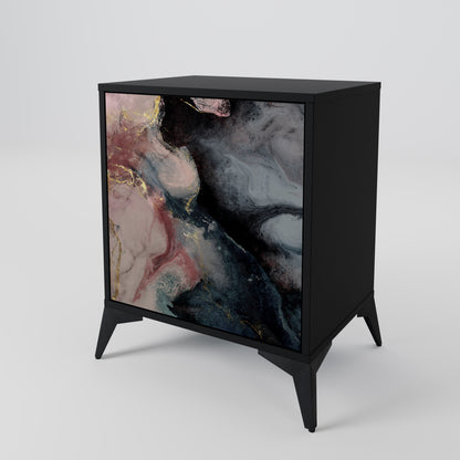 GILDED SWIRLS 1-Door Sideboard in Black Finish