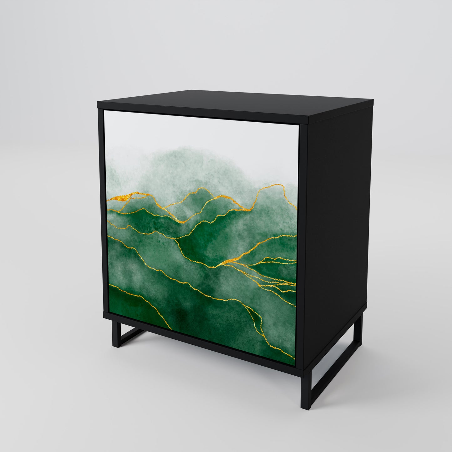 Credenza EXPENSIVE NATURE a 1 anta con finitura nera