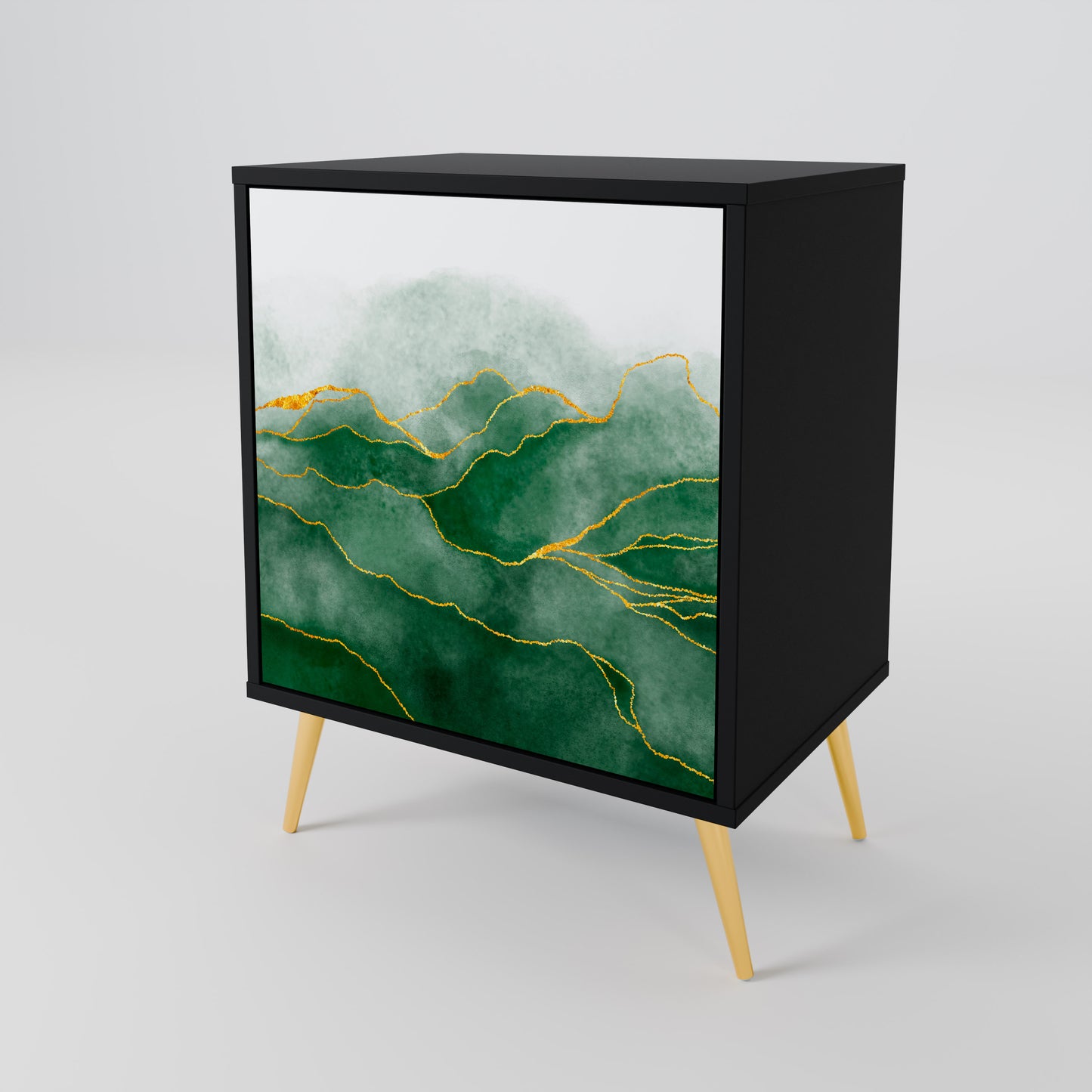 Credenza EXPENSIVE NATURE a 1 anta con finitura nera