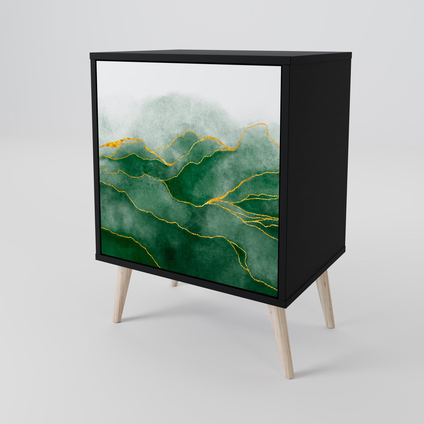 Credenza EXPENSIVE NATURE a 1 anta con finitura nera