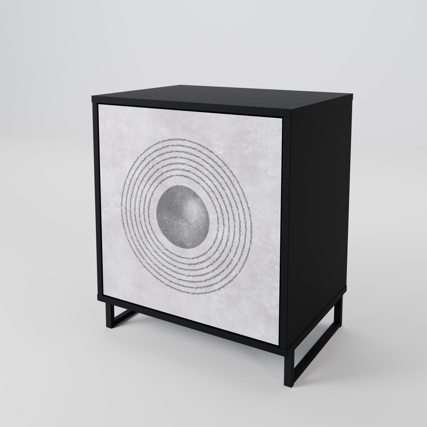 Credenza SOLID CIRCLES a 1 anta con finitura nera