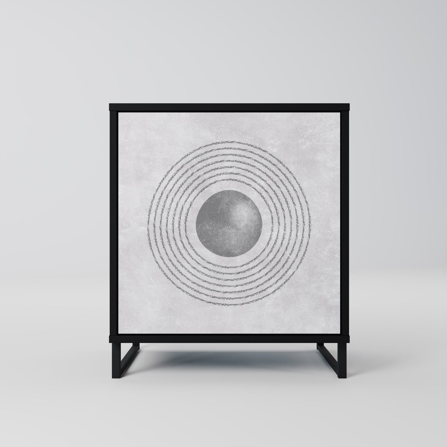 Credenza SOLID CIRCLES a 1 anta con finitura nera