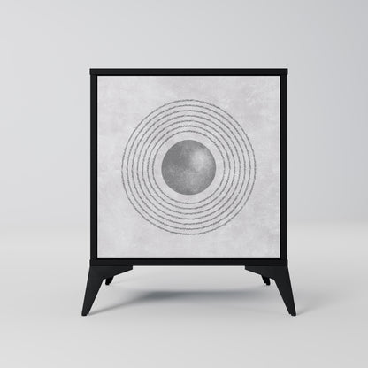 Credenza SOLID CIRCLES a 1 anta con finitura nera