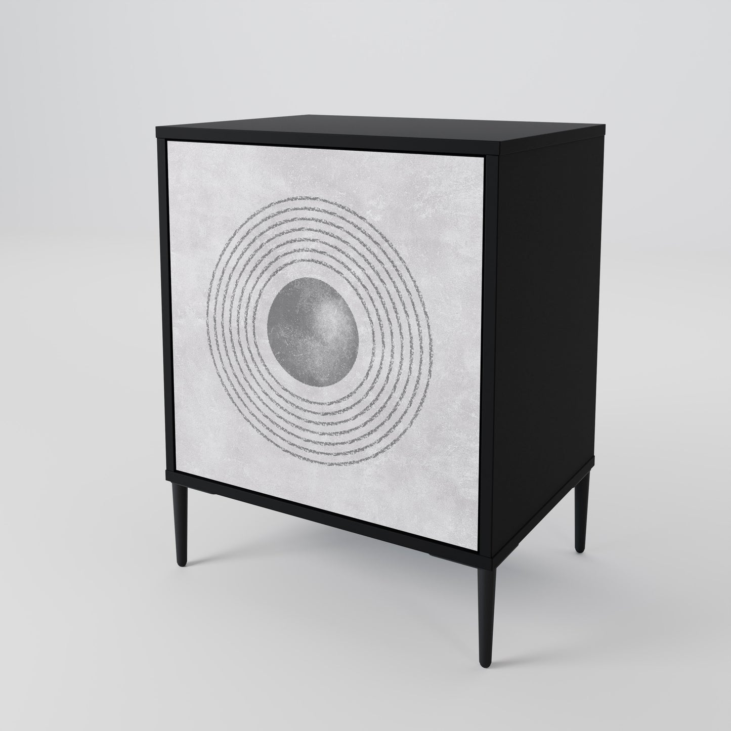 Credenza SOLID CIRCLES a 1 anta con finitura nera