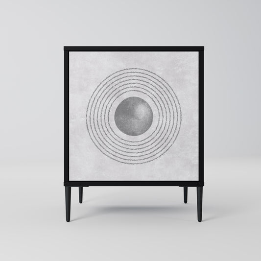 Credenza SOLID CIRCLES a 1 anta con finitura nera