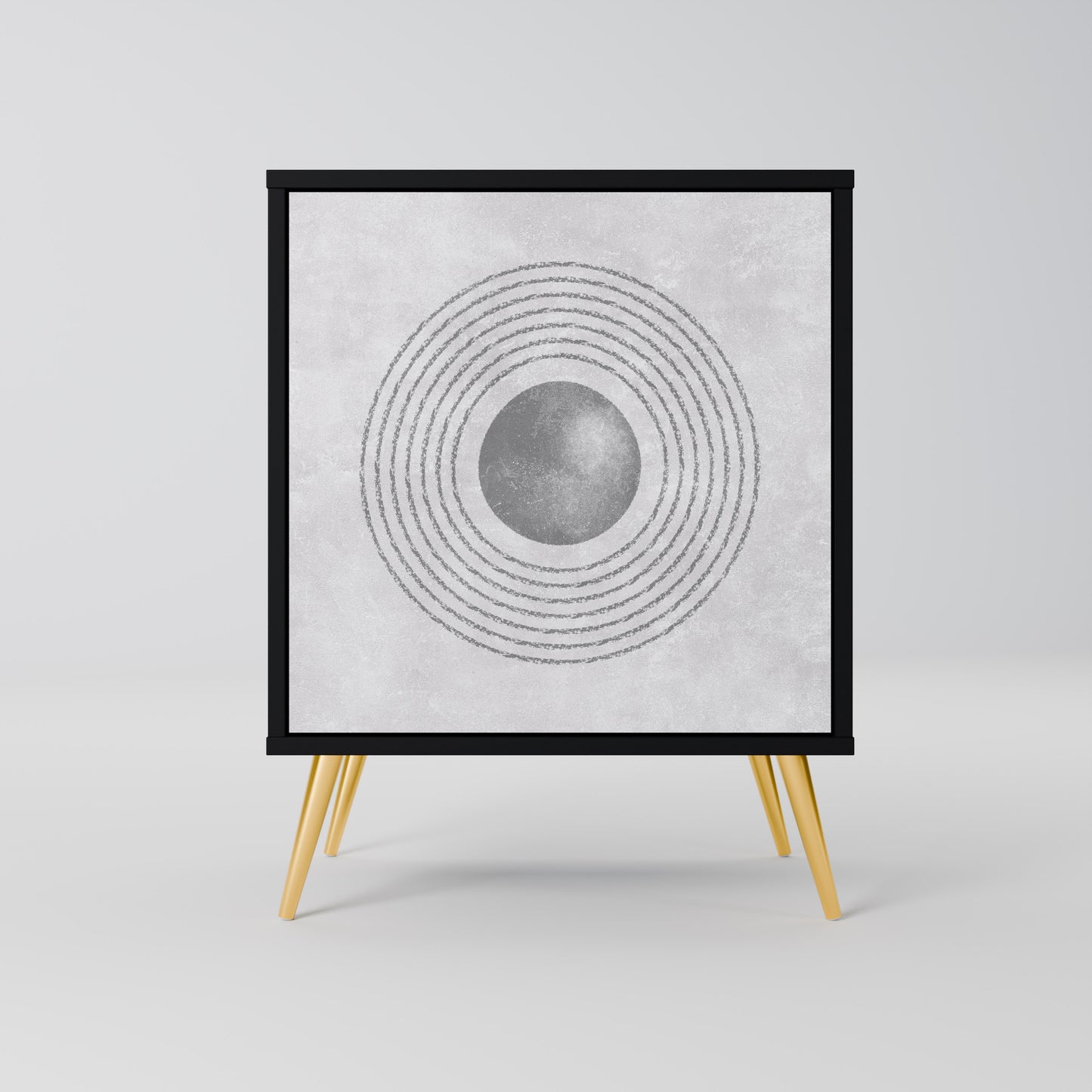 Credenza SOLID CIRCLES a 1 anta con finitura nera