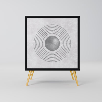 Credenza SOLID CIRCLES a 1 anta con finitura nera