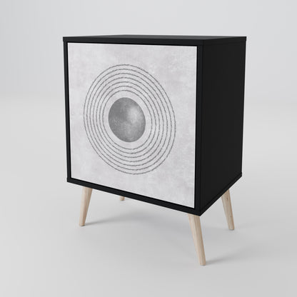 Credenza SOLID CIRCLES a 1 anta con finitura nera